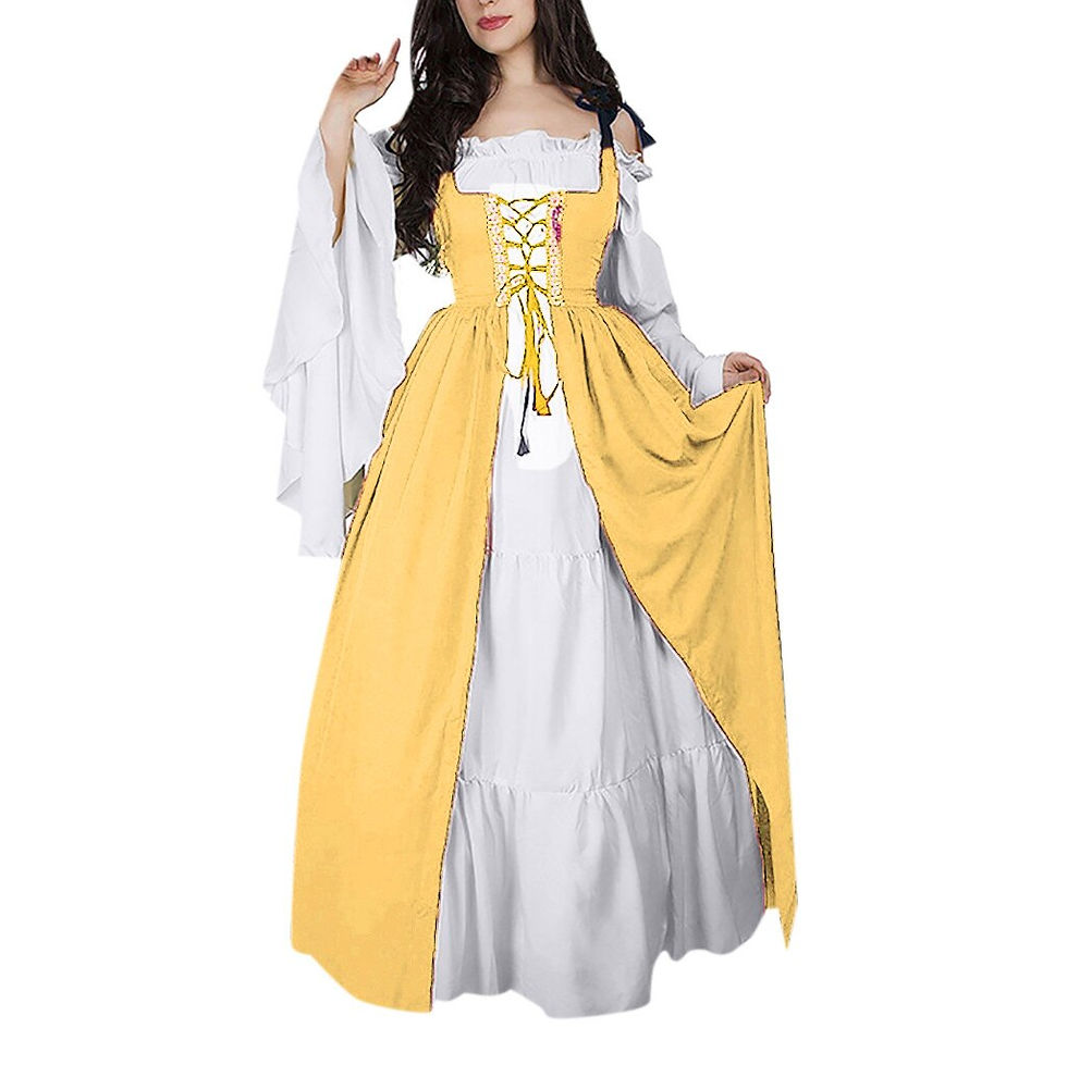 Thumbnail: Square Collar Bundle Corset Medieval Renaissance Vintage Dress Two-Piece Set