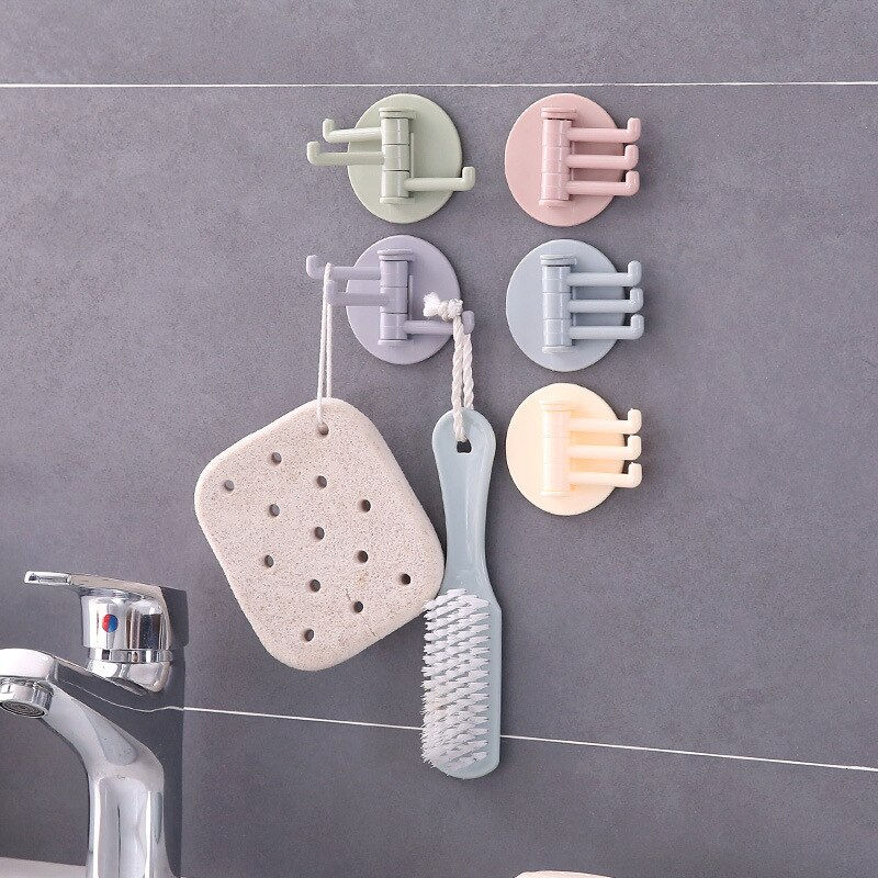 Thumbnail: The New Seamless Paste 3 Branch Rotating Hook Hook Rack Kitchen Kitchen
