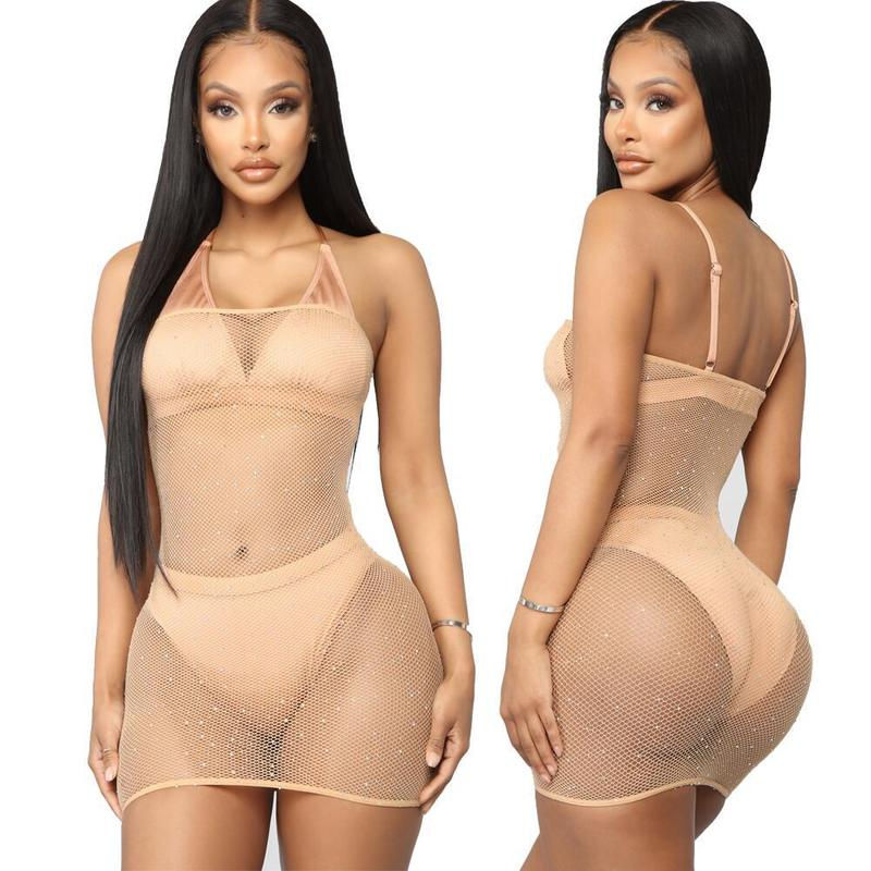 Thumbnail: Sheer Mesh Nightdress   See-Through Mini Dress Soutien