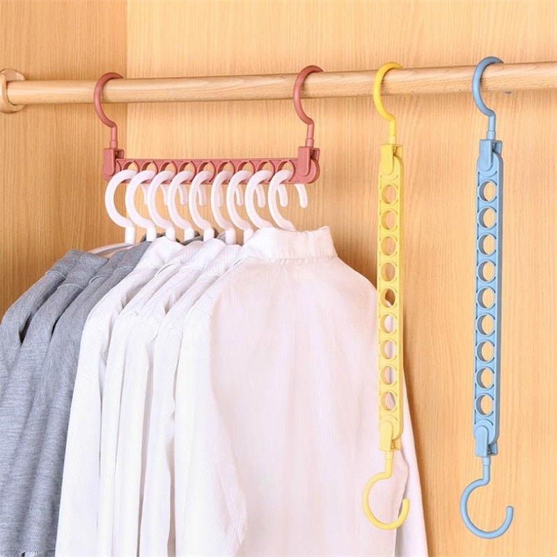 Thumbnail: 9 Hole Magic Clothes Hanger Multi-Function Folding Hanger Rotating Clothes