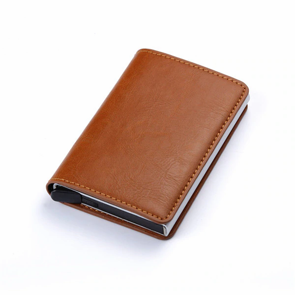 Miniatura: Aluminum Wallet Metal Credit Card Holder Automatic Elastic PU Leather Antitheft