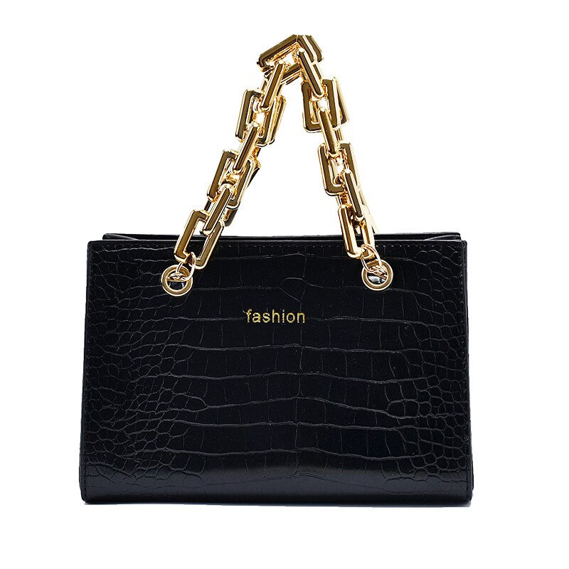 Thumbnail: Luxury Gold Chain Handbag Stone Pattern Leather Crossbody Bag Designer Chain