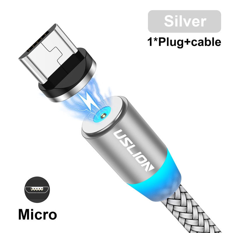 Thumbnail: USLION Magnetic USB Cable for iPhone 12 11 Xiaomi Samsung Type C Cable LED Fast