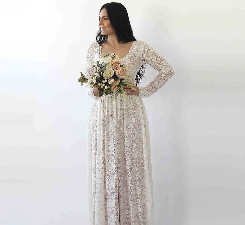 Thumbnail: Curve & Plus Size  Square Neckline Wedding Dress With Pockets #1265