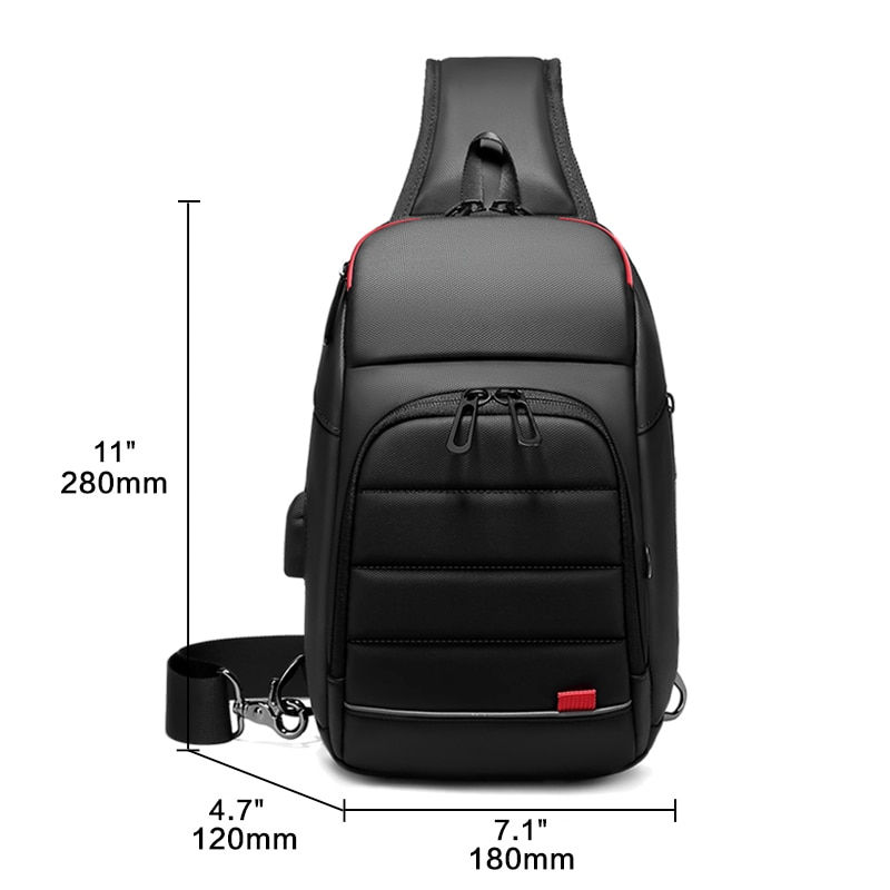 Thumbnail: Men Chest Bag for 9.7" iPad USB Backpack Charging Short Trip Messenger