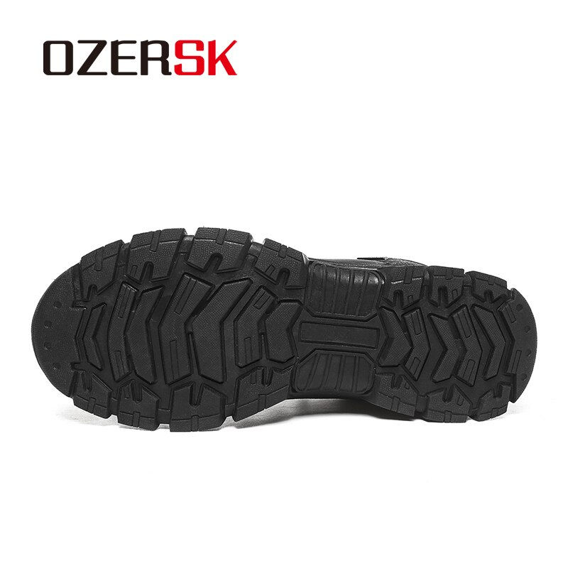 Thumbnail: Comfortable Men Ankle Boots Snow Boots Leather Autumn Man Motorcycle Boots 38-48
