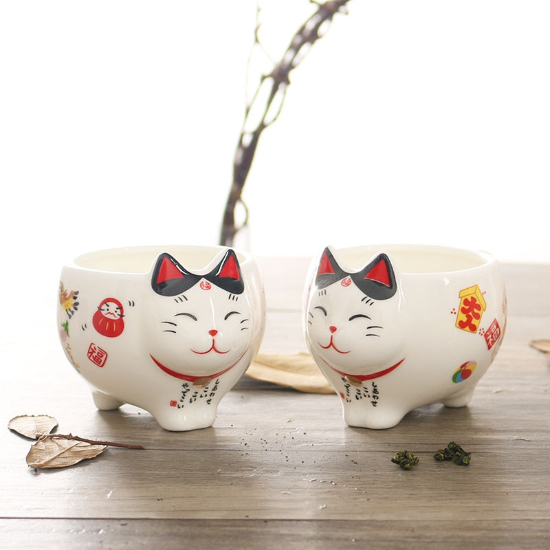 Thumbnail: Japanese Lucky Cat Porcelain Tea Set Creative Ceramic Tea Cup Pot With Strainer
