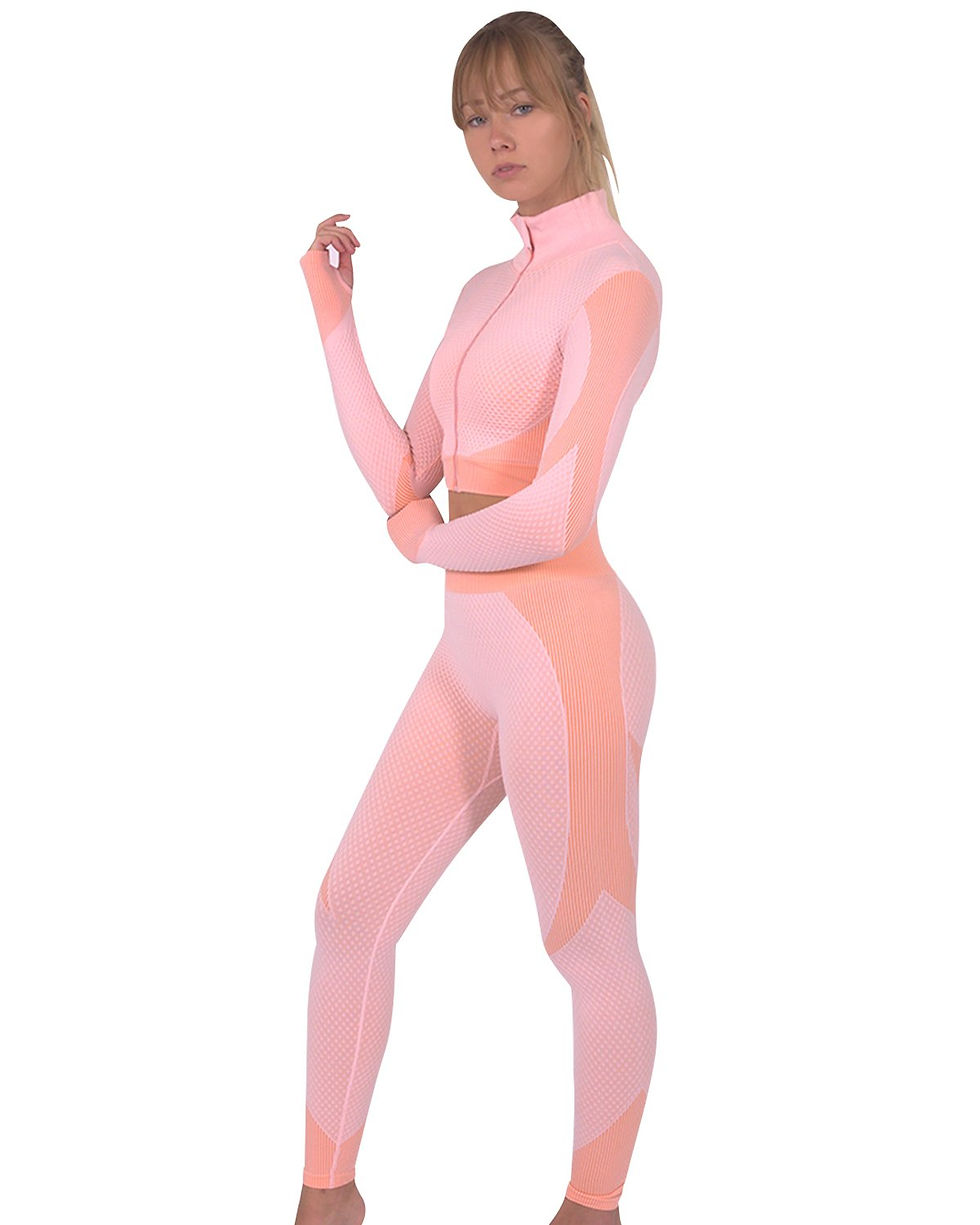 Thumbnail: Trois Seamless Leggings & Sports Top 2 Set - Pink