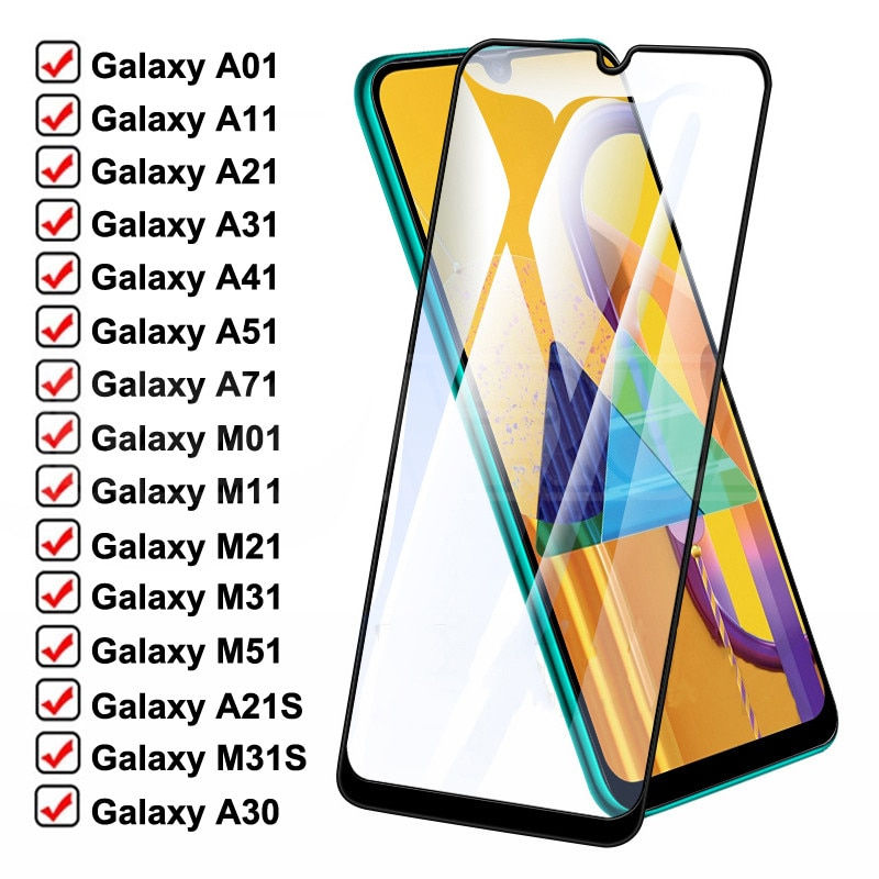 Thumbnail: 999D Protective Glass for Samsung Galaxy A01 A11 A21 A31 A41 A51 A71 Protector