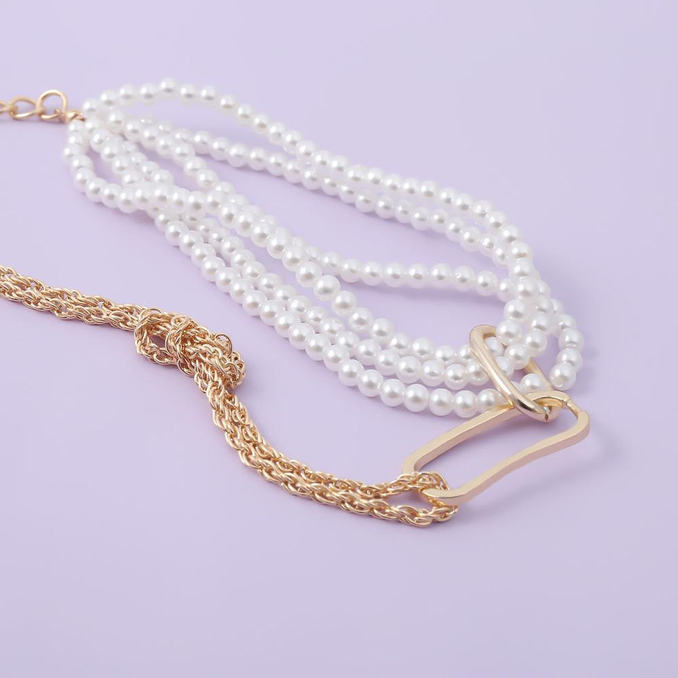 Thumbnail: Punk Unique Imitation Pearl Chain Necklace Gothic Twisted Chunky Thick Choker