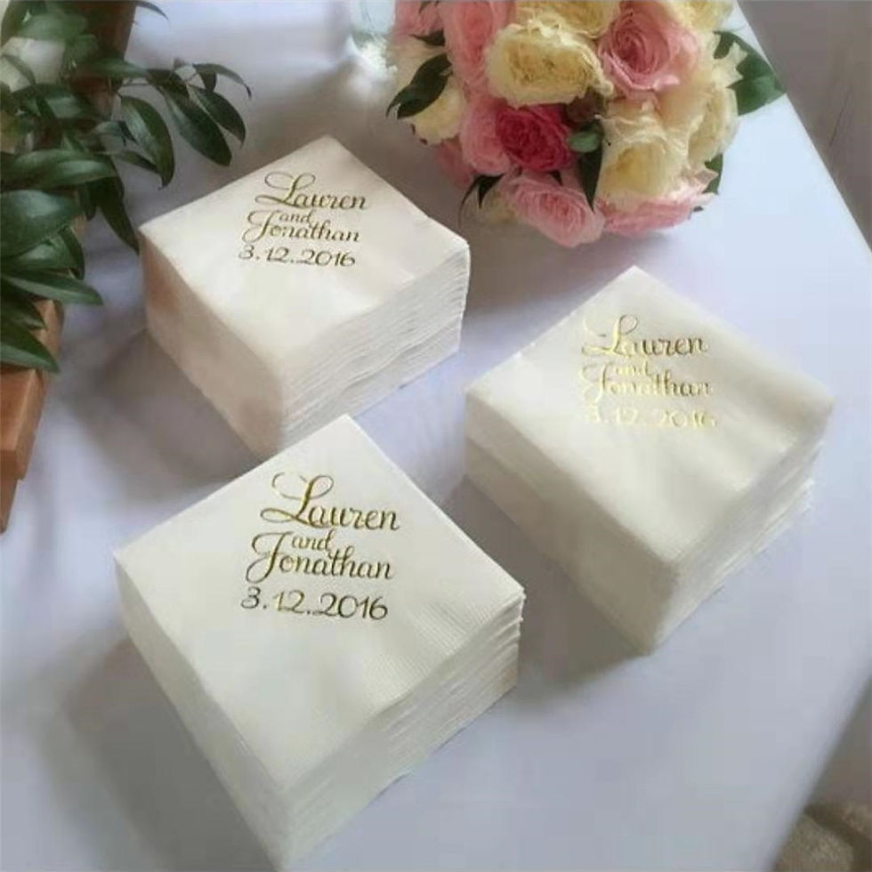 Thumbnail: 100Pcs/Lot Gold Printed Beverage Napkins Wedding Custom Napkins