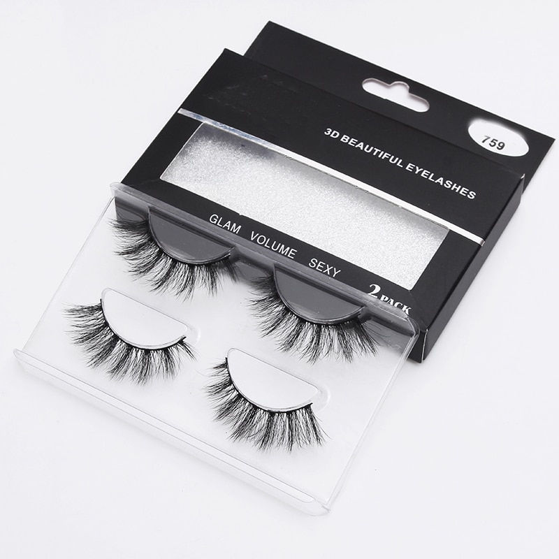 Thumbnail: 2 Pairs Natural False Eyelashes Fake Lashes Long Makeup 3d Mink Eyelashes