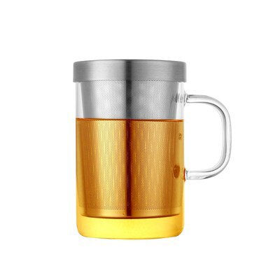 Thumbnail: 500ml Glass Cup Tea Infuser Mug Large Borosilicate Glass Tea Mug