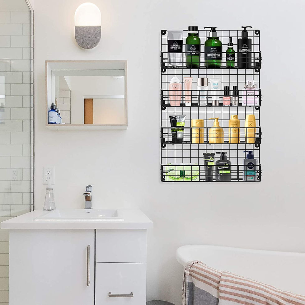 Thumbnail: Spice Rack Organizer Wall Mounted 4-Tier Stackable Black Iron Wire Hanging Spic