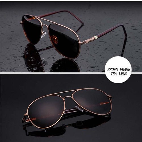 Thumbnail: Aviation Metail Frame Quality Oversized Spring Leg Alloy Men Sunglasses Polarize