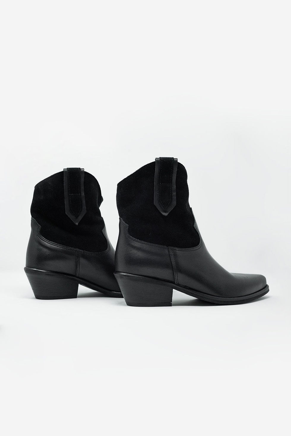 Thumbnail: Black Western Sock Boots With Suede Detail