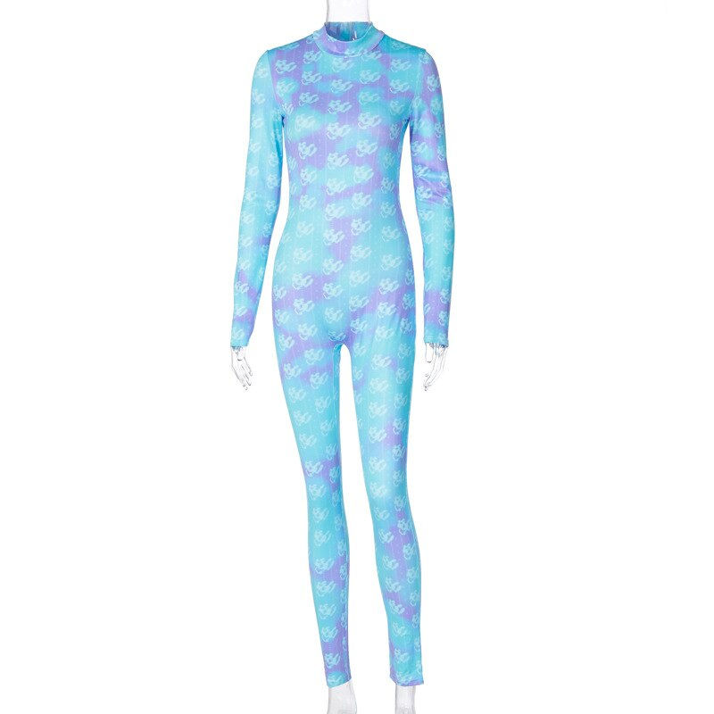 Thumbnail: Round Neck Full Sleeves Inks Printed Full Length Jumpsuit