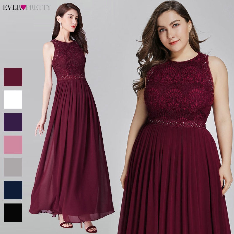 Thumbnail: Long Evening  Ever Pretty Elegant Beading a Line Pleated Chiffon Lace Formal