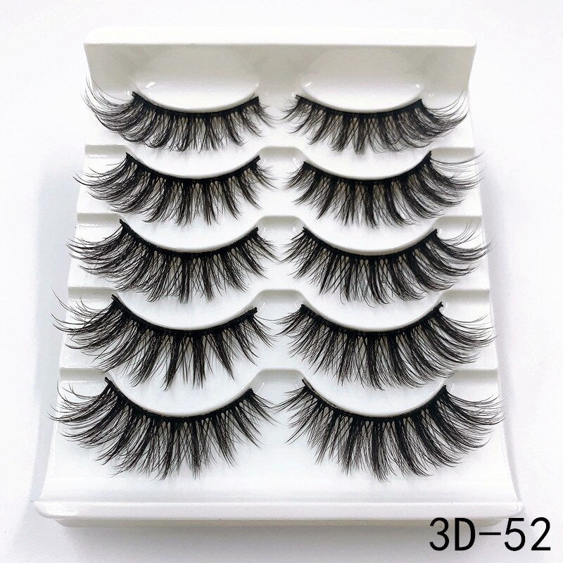 Thumbnail: Mink Eyelashes 5 Pairs 3D Mink Lashes Handmade Natural False Eyelashes Eyelash