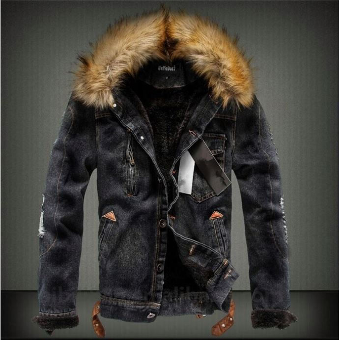 Thumbnail: 2020 Wholesale Men'S Denim Jacket Warm Denim Jean Jacket Long Denim Jackets
