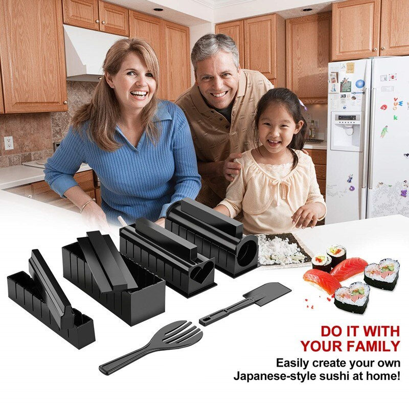 Thumbnail: 10 Pcs/Set DIY Sushi Making Kit Roll Sushi Maker Rice Roll Mold Kitchen Sushi