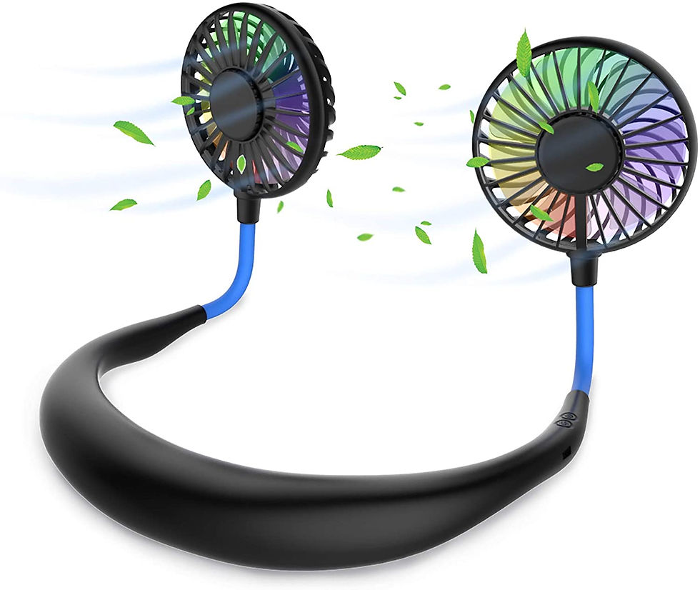 Thumbnail: Hands Free Portable Neck Fan - Rechargeable Mini USB Personal Fan Battery Opera