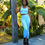 Thumbnail: Mesh Seamless Legging With Ribbing Detail - Blue