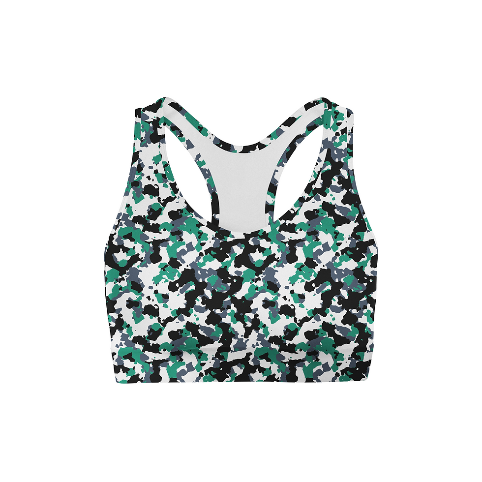 Thumbnail: Green White Camo Sports Bra