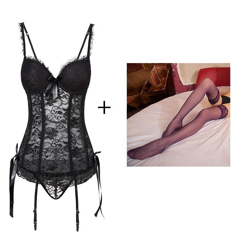 Thumbnail: Hollow Corset Lace Up Body Overbust Mesh Breathable Corsets