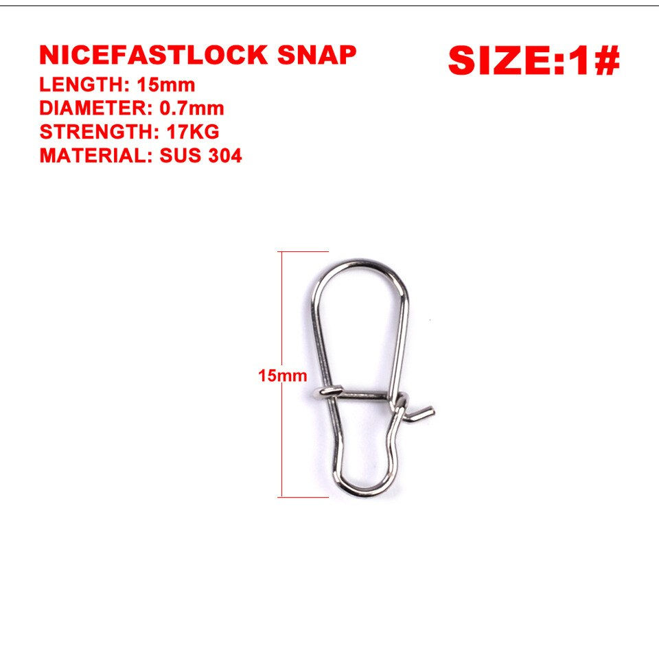 Thumbnail: 50/Bag Stainless Steel Quick Lock Buckle Rotation Solid Ring Safety Snap