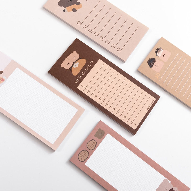 Thumbnail: 50 Sheets Cute Korean Biscuits Bear Memo Pad Message Notes Decorative Notepad
