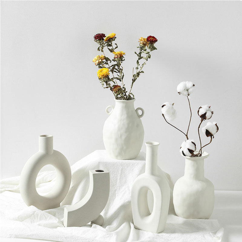 Thumbnail: Nordic Ins Ceramic Vase Home Decoration Ornaments White Vegetarian Ceramic