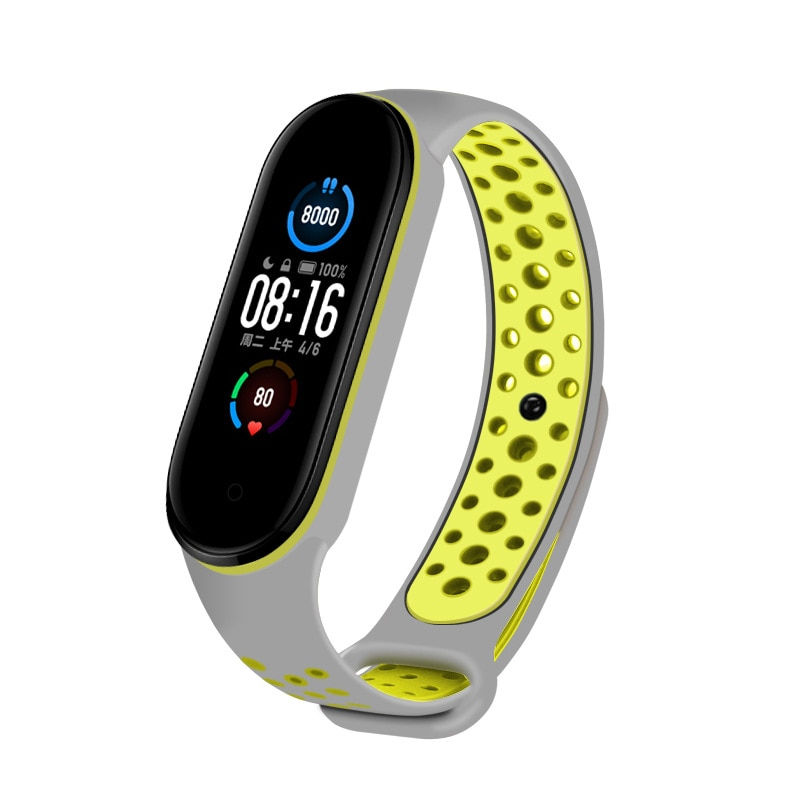 Thumbnail: Strap for Xiaomi Mi Band 5, Silicone Anti-Sweat Replacement Wrist Strap