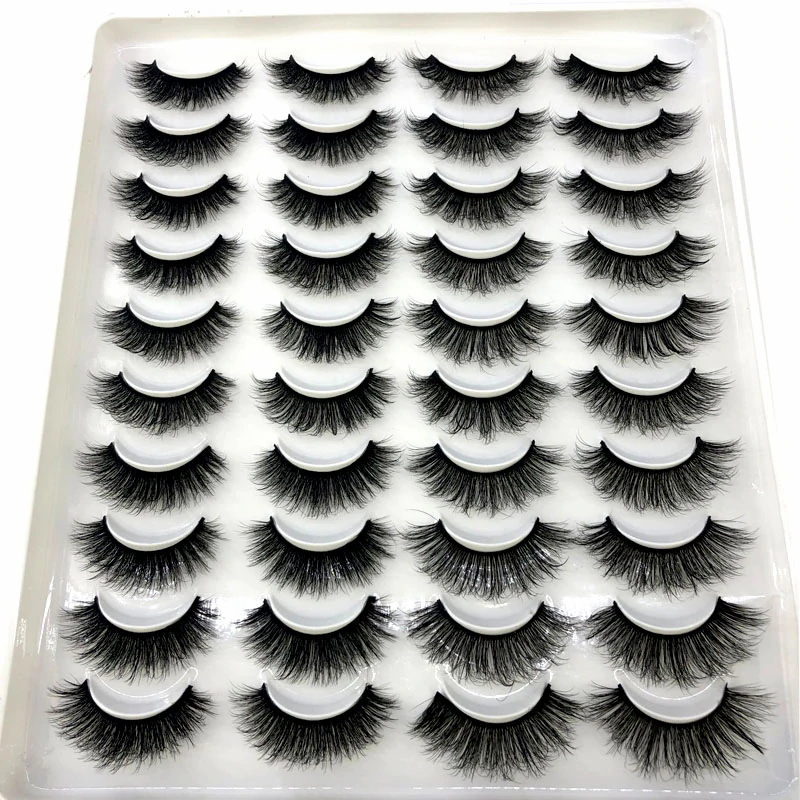 Thumbnail: 20 Pairs Natural False Eyelashes Fake Lashes Long Makeup 3d Mink Eyelashes