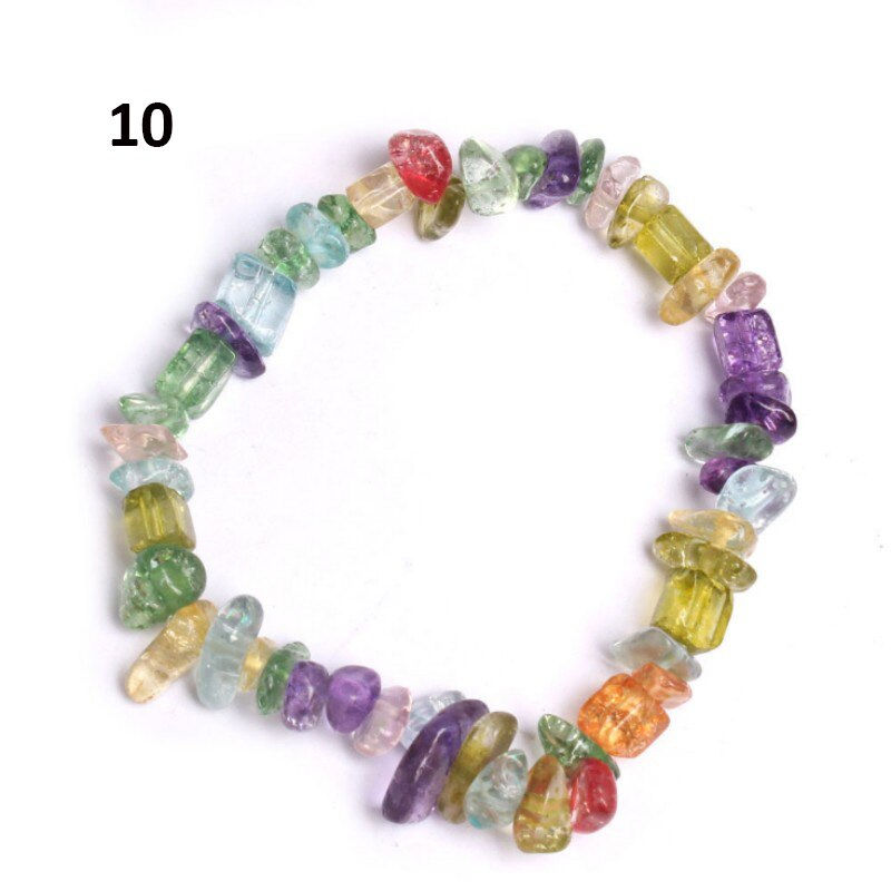 Thumbnail: Natural Pink Quartz Crystal Stone Chip Beads Bracelet Stretch Beaded Bracelets