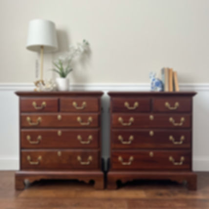 Pair of Antique Lexington Mahogany Chests – Matte Lacquer Finish – Ready to Ship