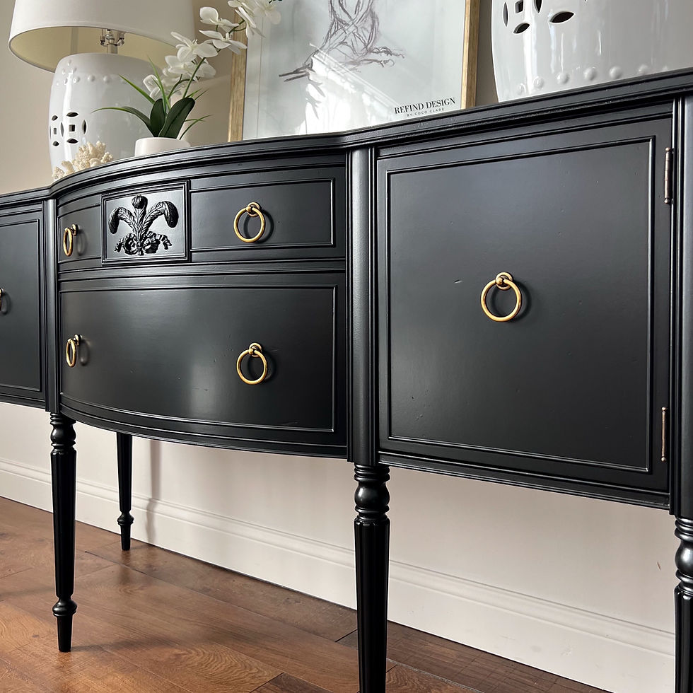 Thumbnail: Matte Black Hepplewhite Sideboard with Lined Interior – Ready to Ship