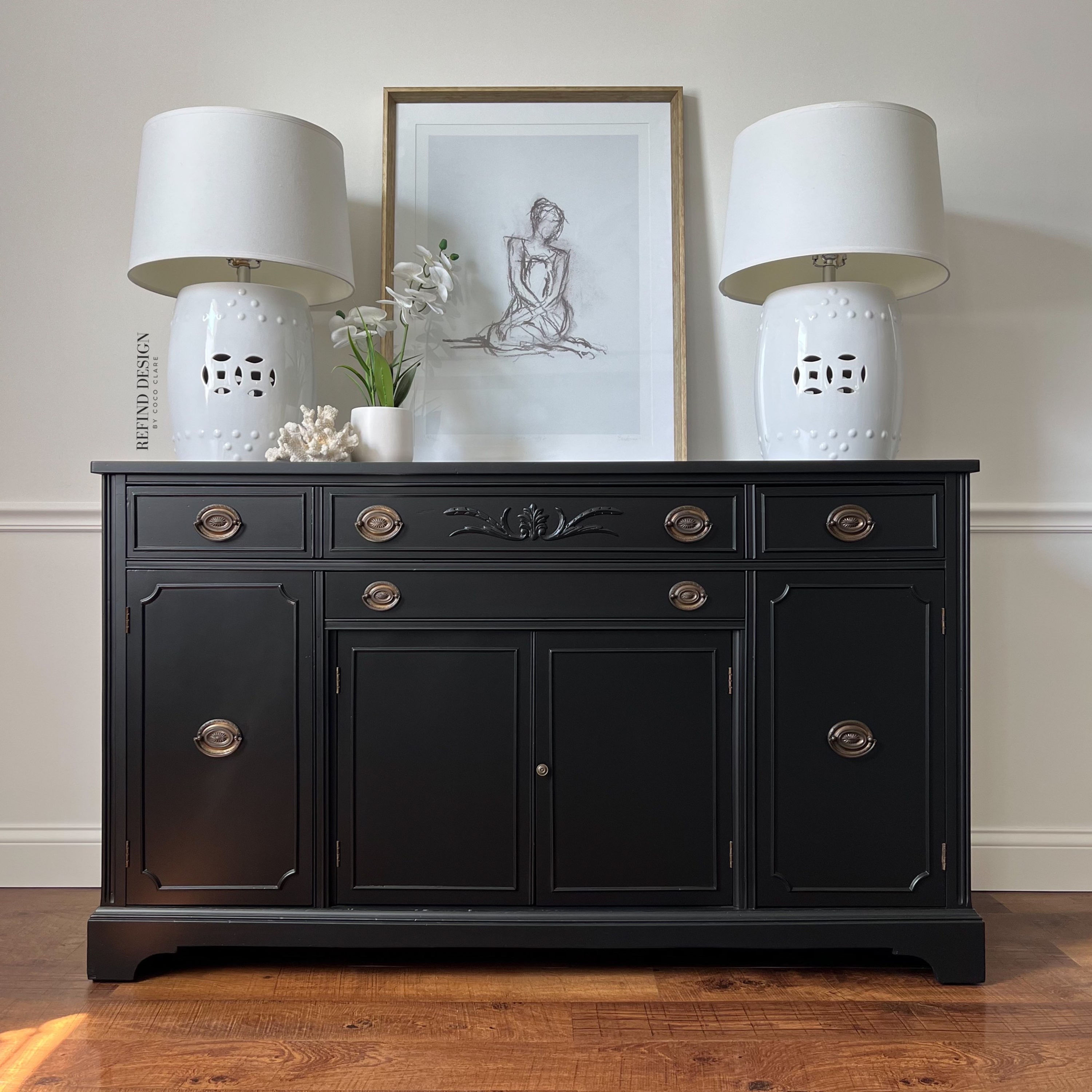 Antique Hepplewhite Buffet, Black Modern Sideboard