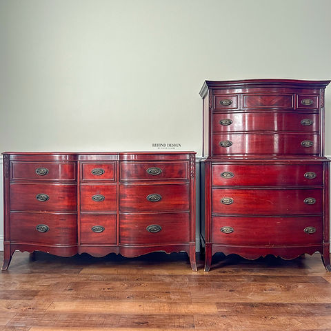 Customizable Hepplewhite Dresser Set  Elegant Serpentine Front  5  Finishes | refind-design