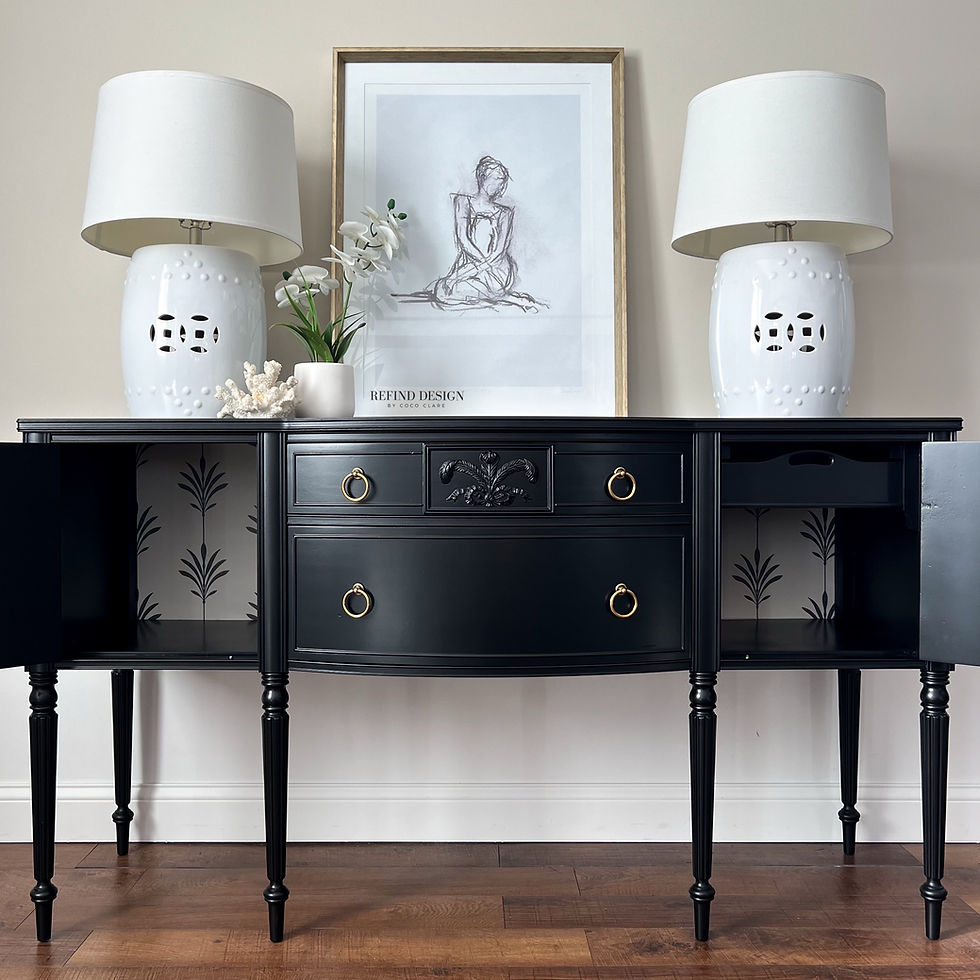 Thumbnail: Matte Black Hepplewhite Sideboard with Lined Interior – Ready to Ship