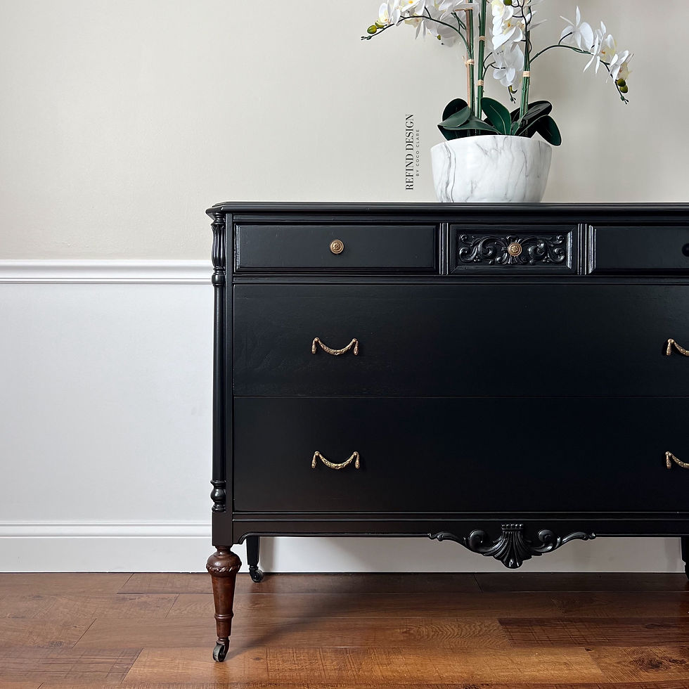 Thumbnail: Antique Victorian Dresser, Modern Black Entryway Console