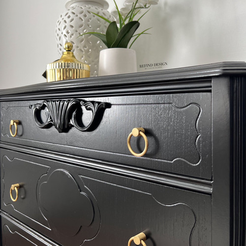 Antique Victorian Dresser, Modern Entryway Console, Black Lacquer Finish | refind-design Antique Victorian Dresser, Modern Entryway Console, Black Lacquer Finish | refind-design