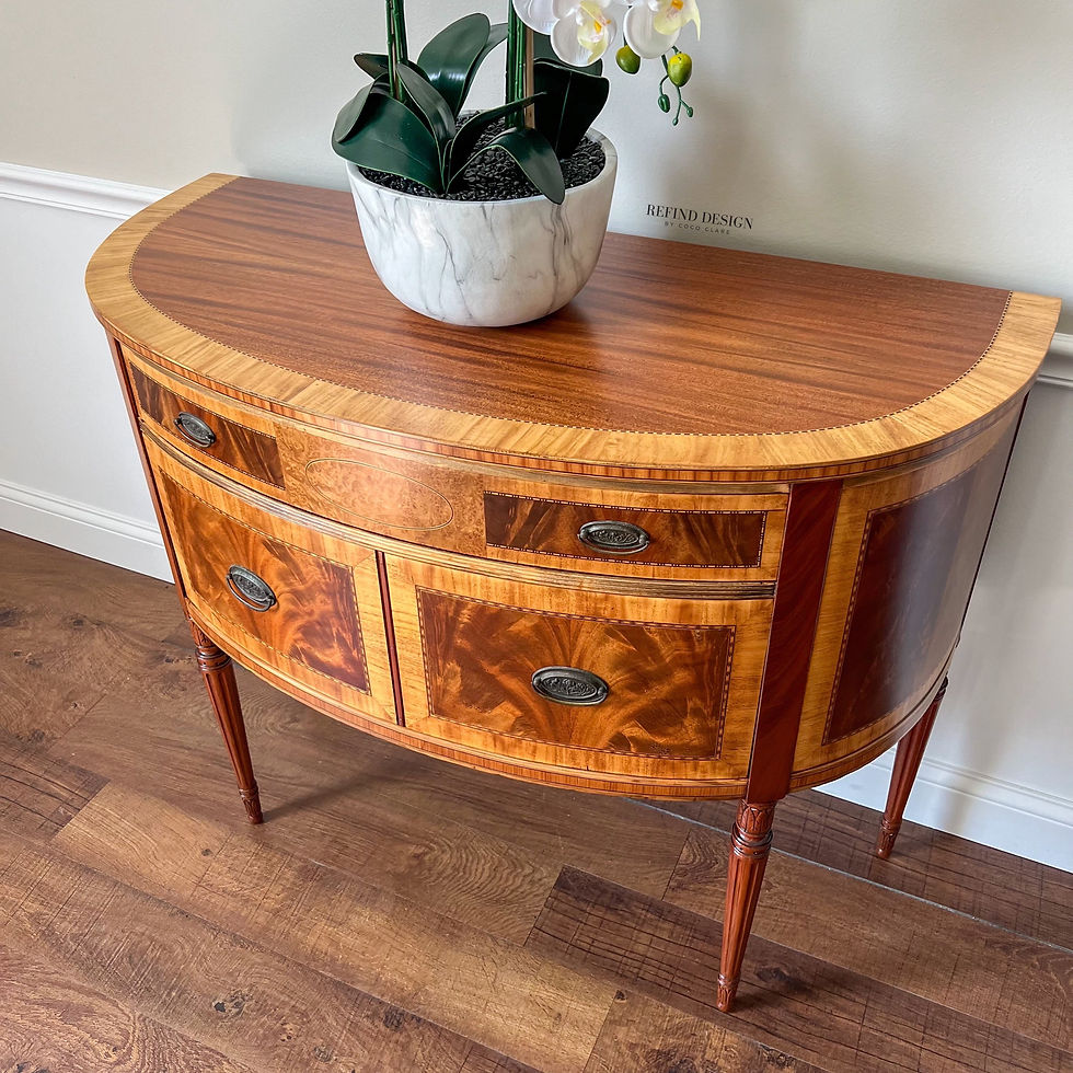 Thumbnail: Antique Hepplewhite Demilune Server – Refinished Walnut Sideboard 