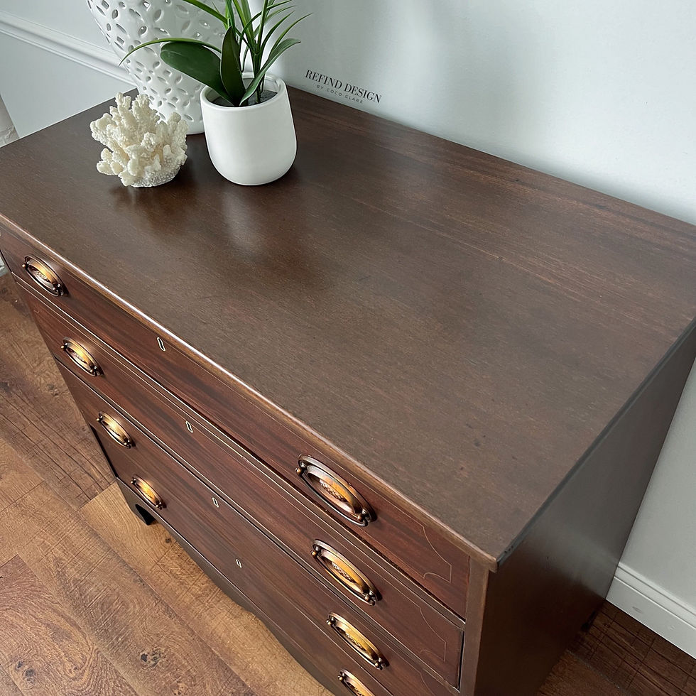 Thumbnail: Rare 1800s Hepplewhite Chest of Drawers – Federal Style Mahogany Console