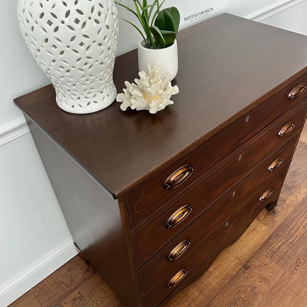 Thumbnail: Rare 1800s Hepplewhite Chest of Drawers – Federal Style Mahogany Console