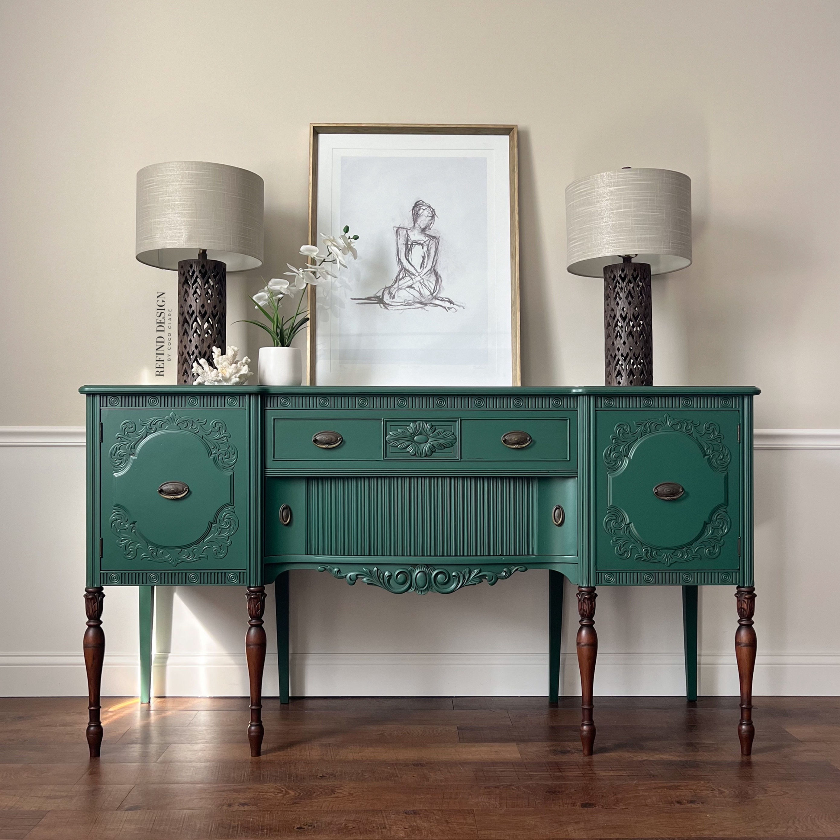 Antique Victorian Buffet, Green Modern Sideboard