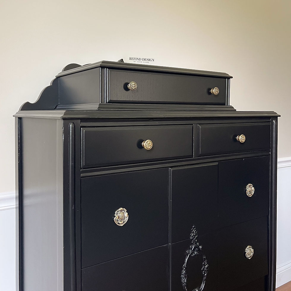 Thumbnail: Antique Tall Dresser – Matte Black Lacquer with Turned Legs – Ready to Ship