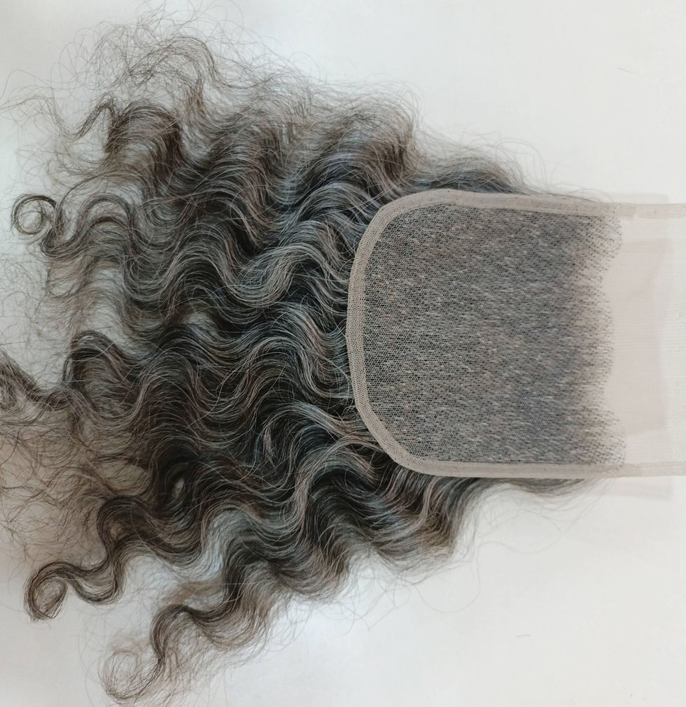 Thumbnail: curly lace closure grey salt and pepper