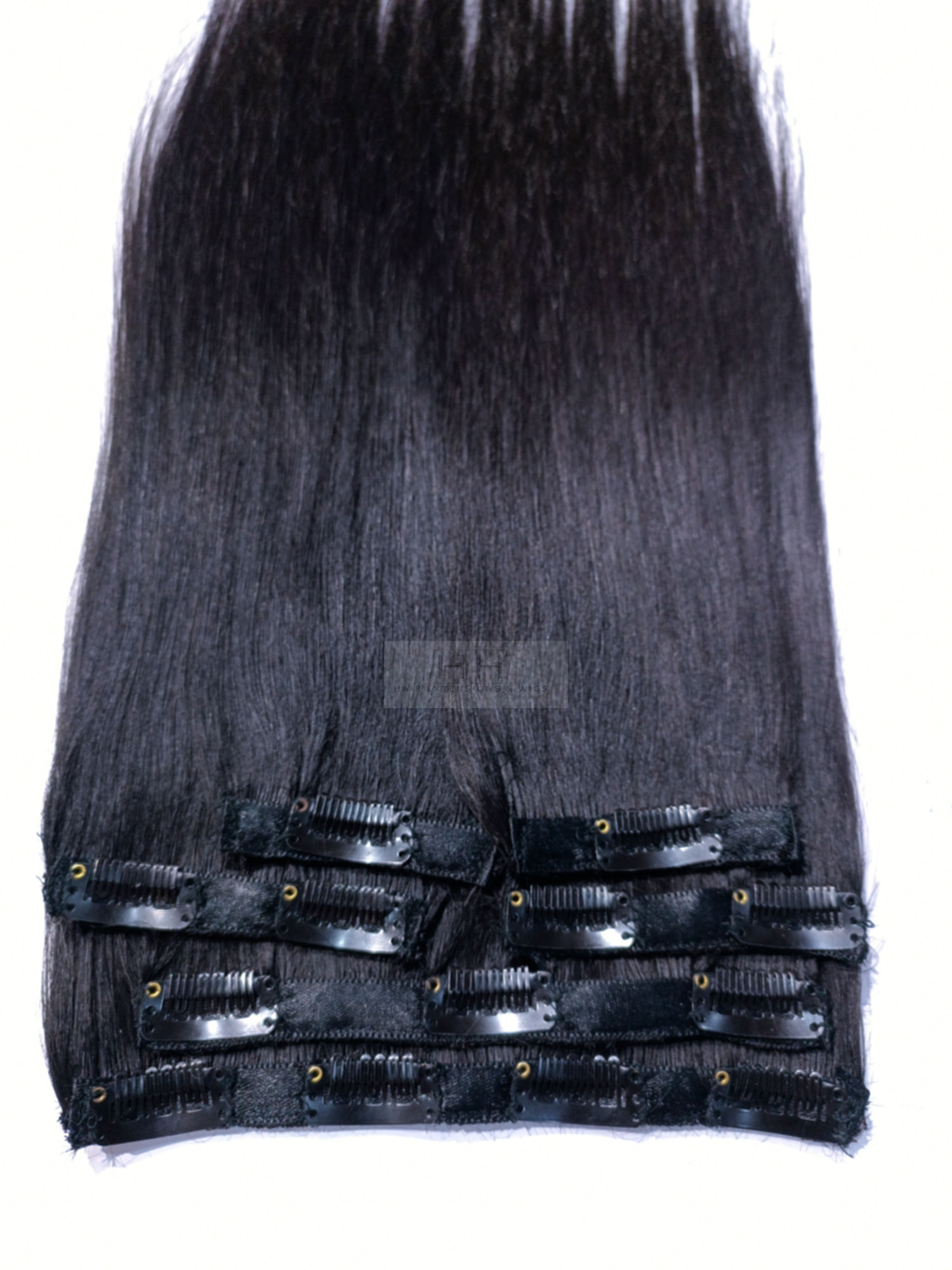Clip-in straight human hair extensions