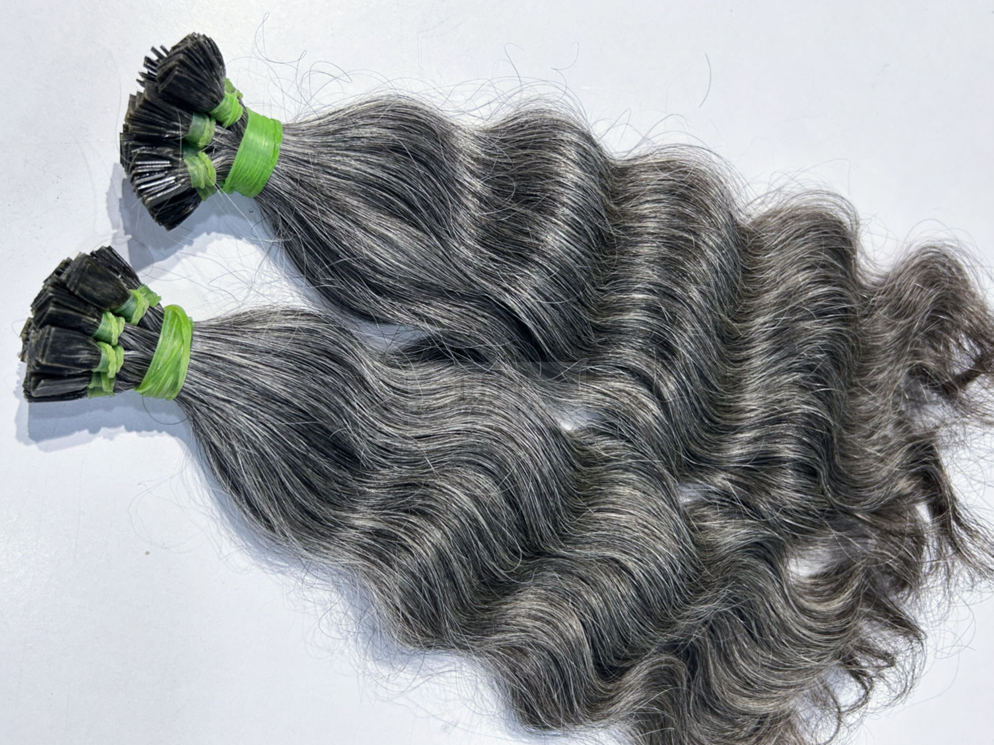 raw grey wavy human hair extensions